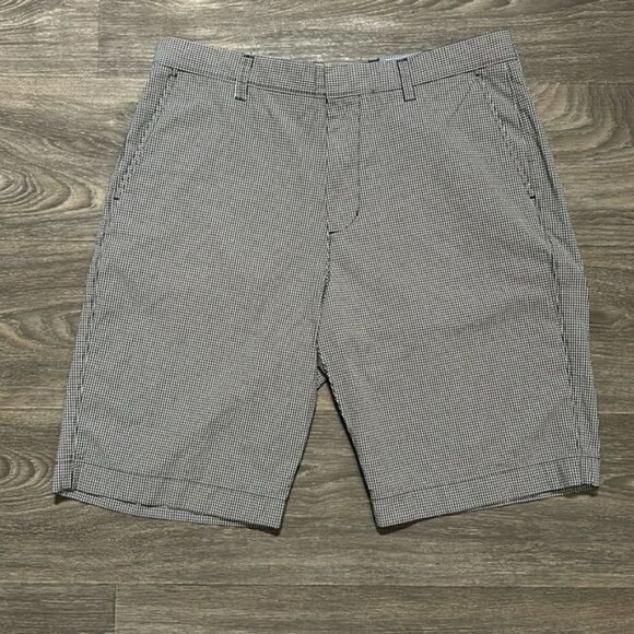 J.Crew Gingham Shorts 34 Black White Vichy Check Cotton Flat Front Preppy 11" - Picture 1 of 9